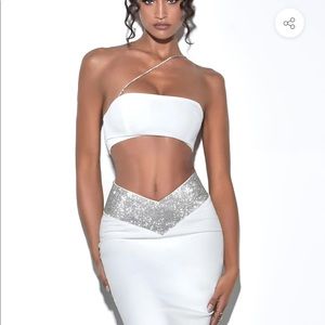 Uriel White Crop Top With Crystal Strap